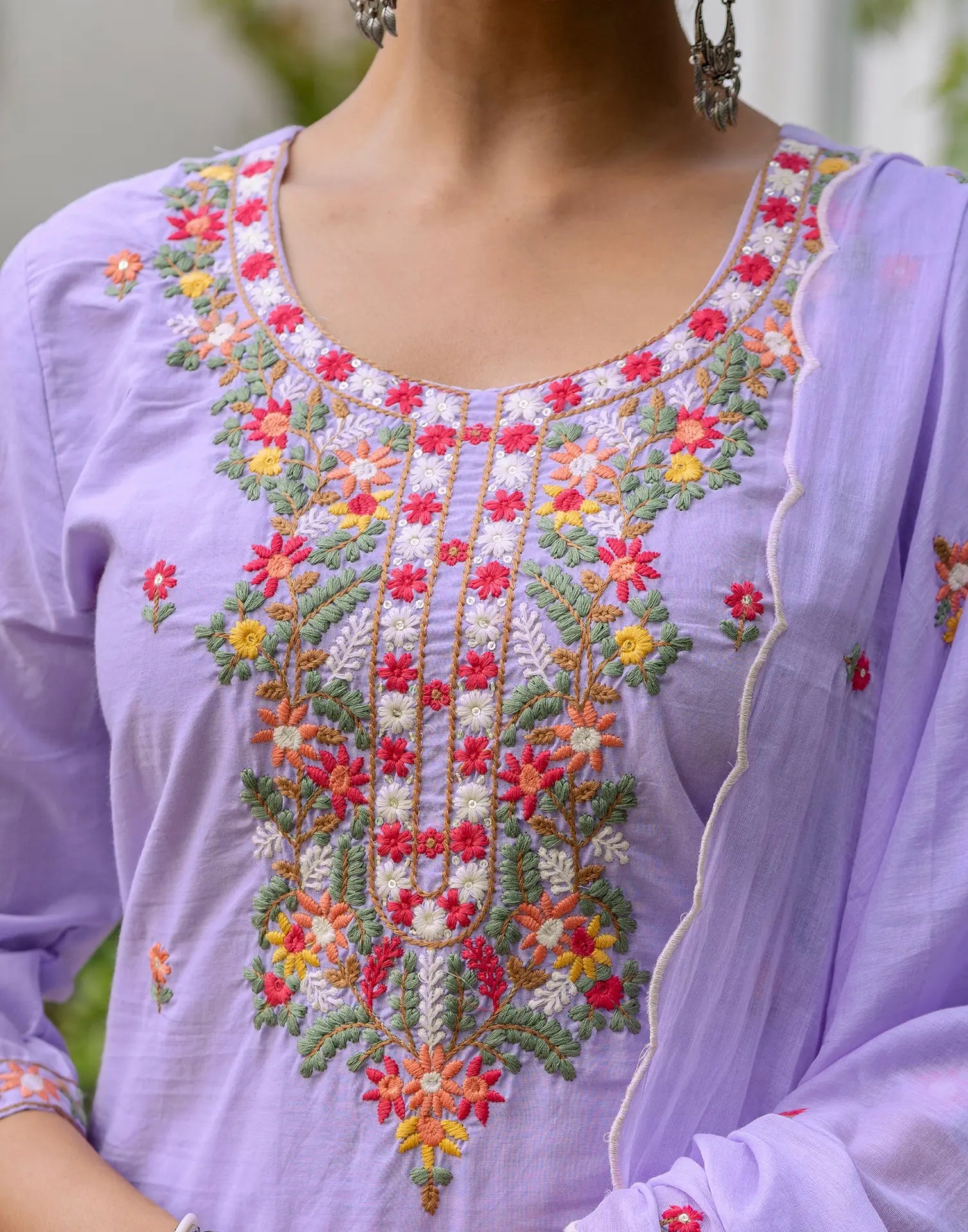 Pure Cotton Embroidered Straight 3 Piece Kurta Set