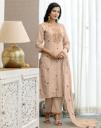 Pure Cotton Embroidered Straight 3 Piece Kurta Set