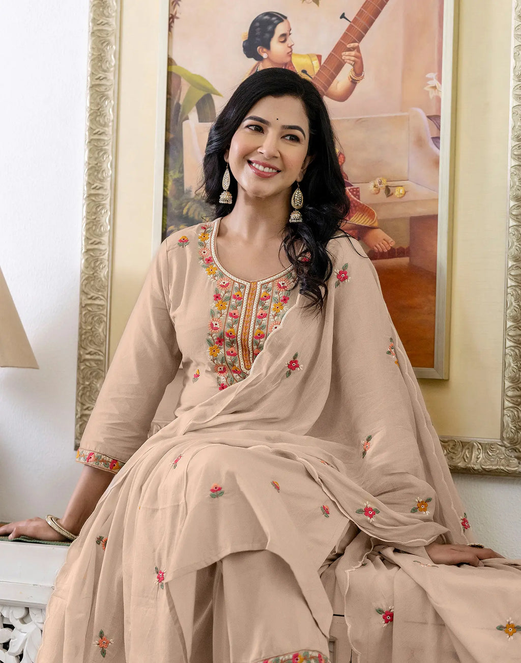 Pure Cotton Embroidered Straight 3 Piece Kurta Set