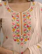 Pure Cotton Embroidered Straight 3 Piece Kurta Set