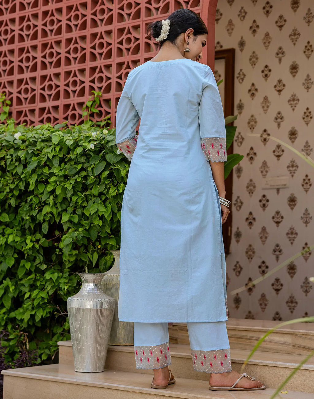 Pure Cotton Embroidered Straight 3 Piece Kurta Set