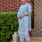 Cotton Embroidered Straight Kurta with Pant & Dupatta