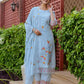 Cotton Embroidered Straight Kurta with Pant & Dupatta