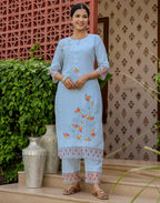 Pure Cotton Embroidered Straight 3 Piece Kurta Set