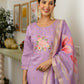 Silk Embroidered Straight Kurta with Pant & Dupatta