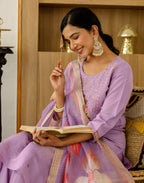 Silk Blend Embroidered Straight 3 Piece Kurta Set