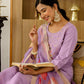 Silk Embroidered Straight Kurta with Pant & Dupatta