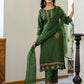 Silk Blend Embroidery, Sequins Work and Embroidery Lace Straight Kurta with Pant & Dupatta