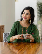 Poly Chinnon Embroidered Straight 3 Piece Kurta Set