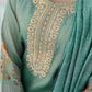Silk Embroidered Straight Kurta with Pant & Dupatta