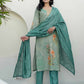 Silk Embroidered Straight Kurta with Pant & Dupatta