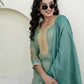 Silk Embroidered Straight Kurta with Pant & Dupatta