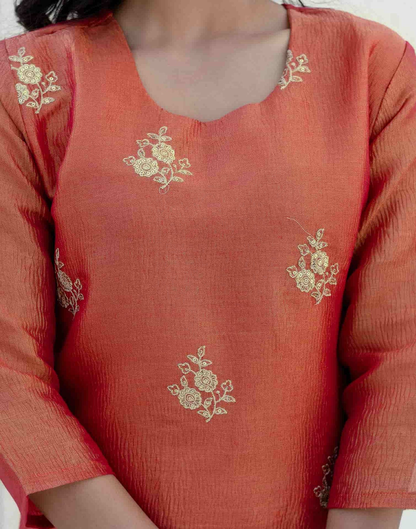 Silk Blend Embroidery and Sequins Work Straight Kurta with Pant & Dupatta