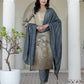 Silk Embroidered Straight Kurta with Pant & Dupatta