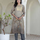 Silk Embroidered Straight Kurta with Pant & Dupatta