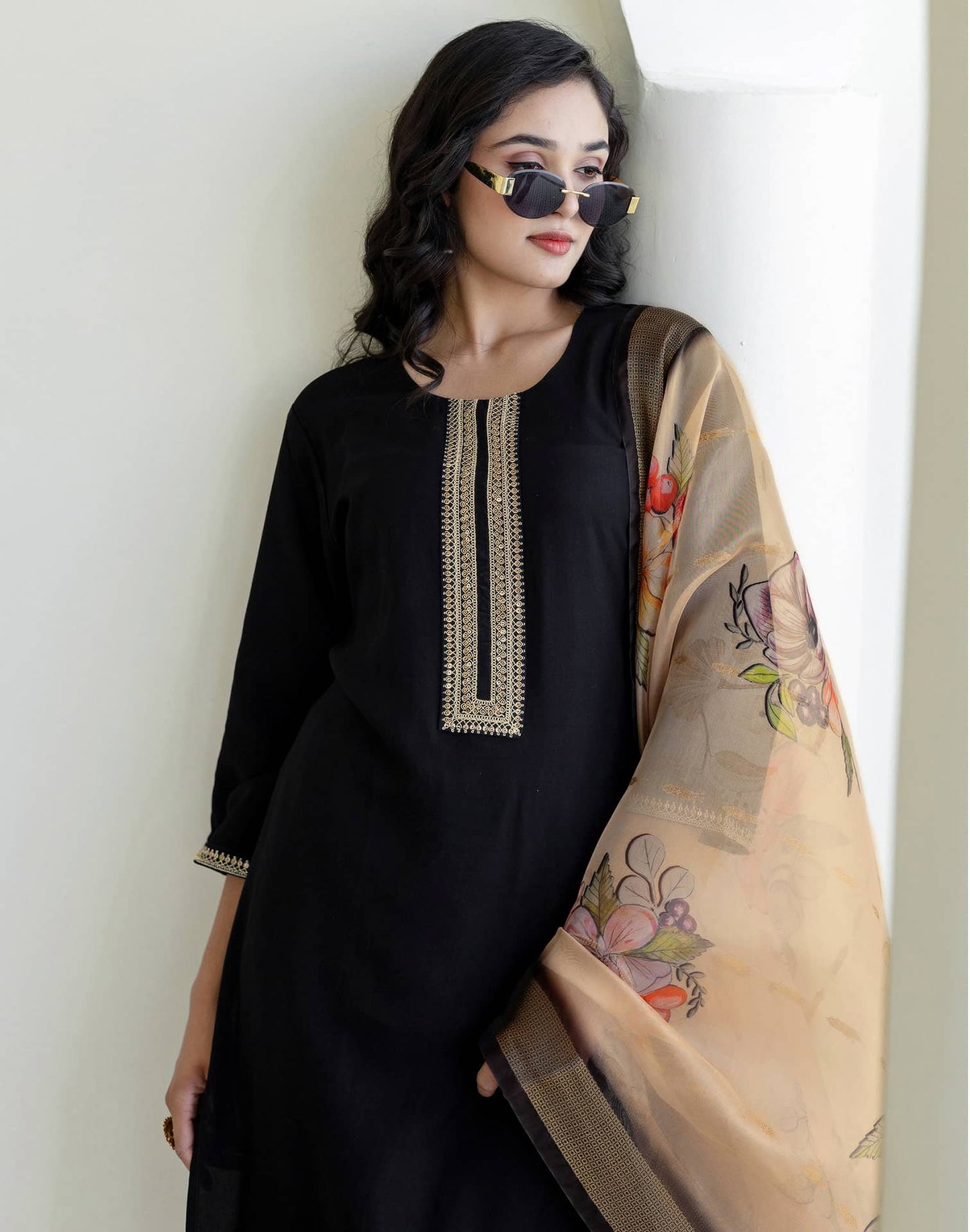 Rayon Sequins, Embroidery and Gota Lace Straight Kurta with Pant & Dupatta