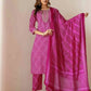 Pink Cotton Printed Kurta Set with Pant & Dupatta under 999