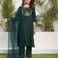 Silk Blend Dyed, Sequence Work and Lace Straight Kurta with Pant & Dupatta