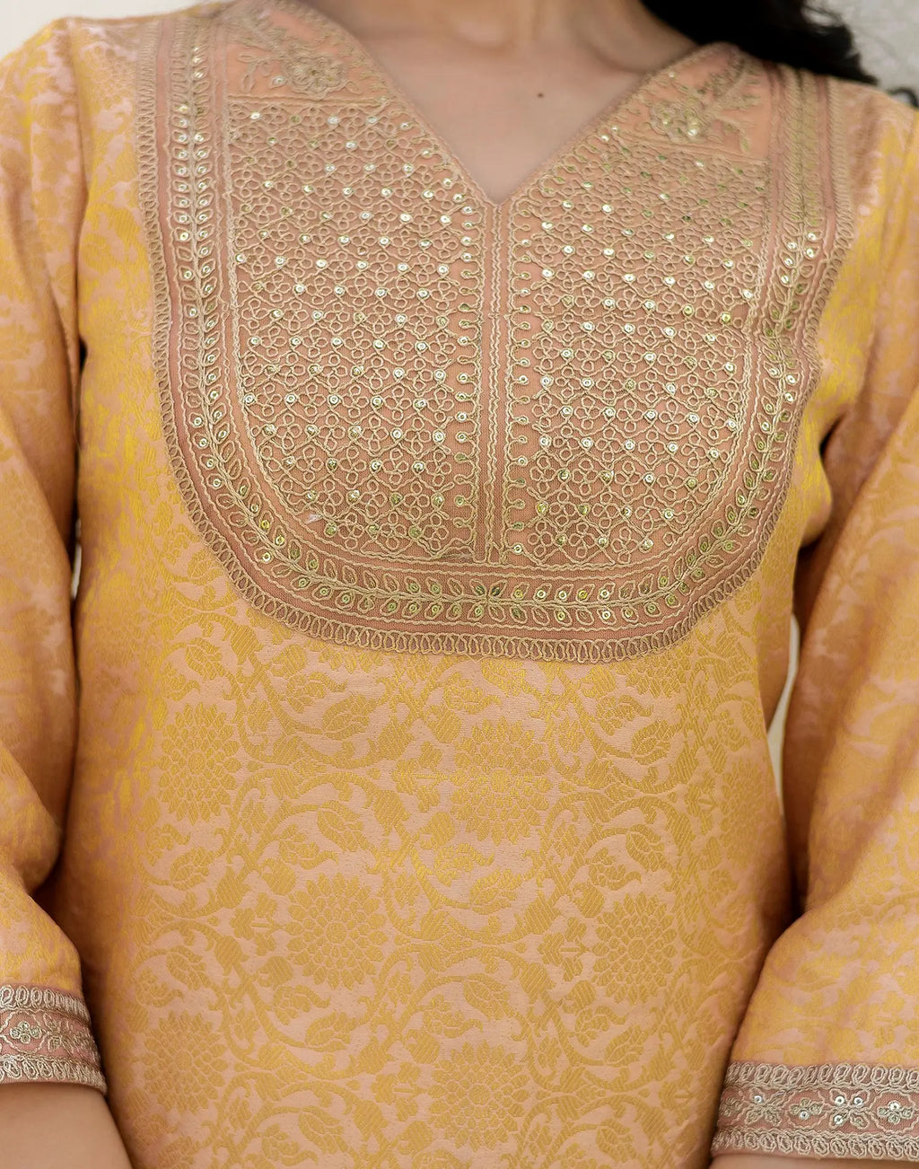 Jacquard Embroidered Straight 3 Piece Kurta Set