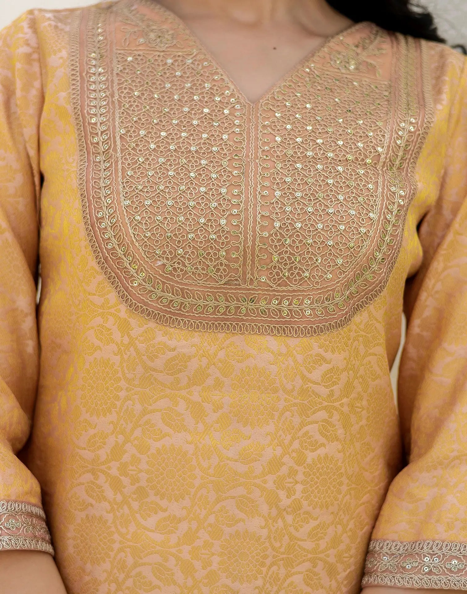 Jacquard Embroidered Straight 3 Piece Kurta Set