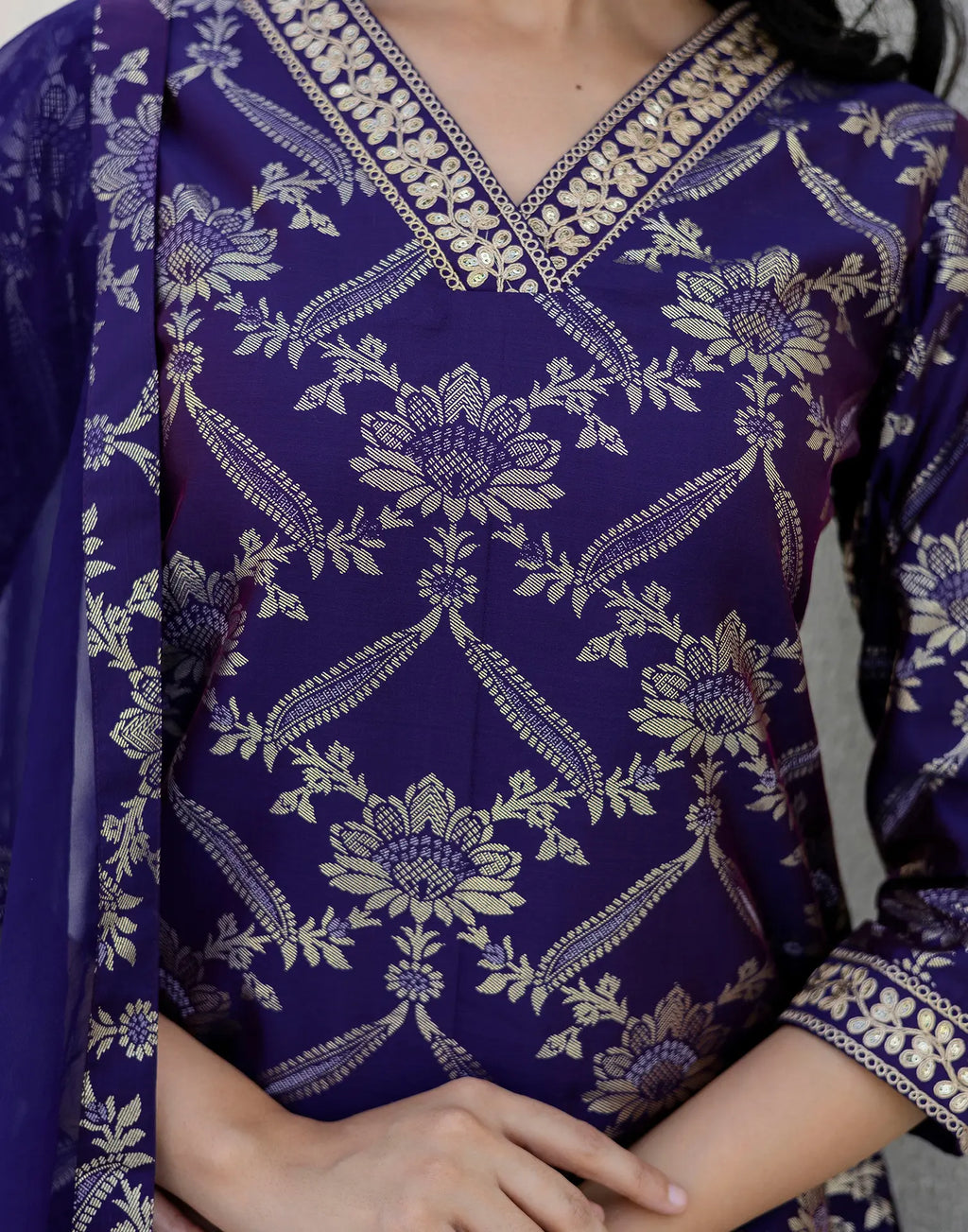 Taffeta Embroidered Straight 3 Piece Kurta Set