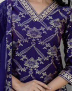 Taffeta Embroidered Straight 3 Piece Kurta Set