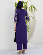 Taffeta Embroidered Straight 3 Piece Kurta Set