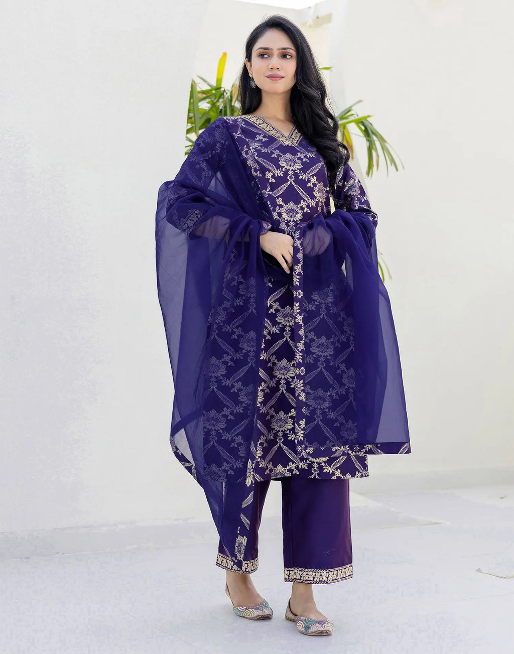 Taffeta Embroidered Straight 3 Piece Kurta Set