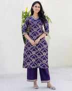 Taffeta Embroidered Straight 3 Piece Kurta Set