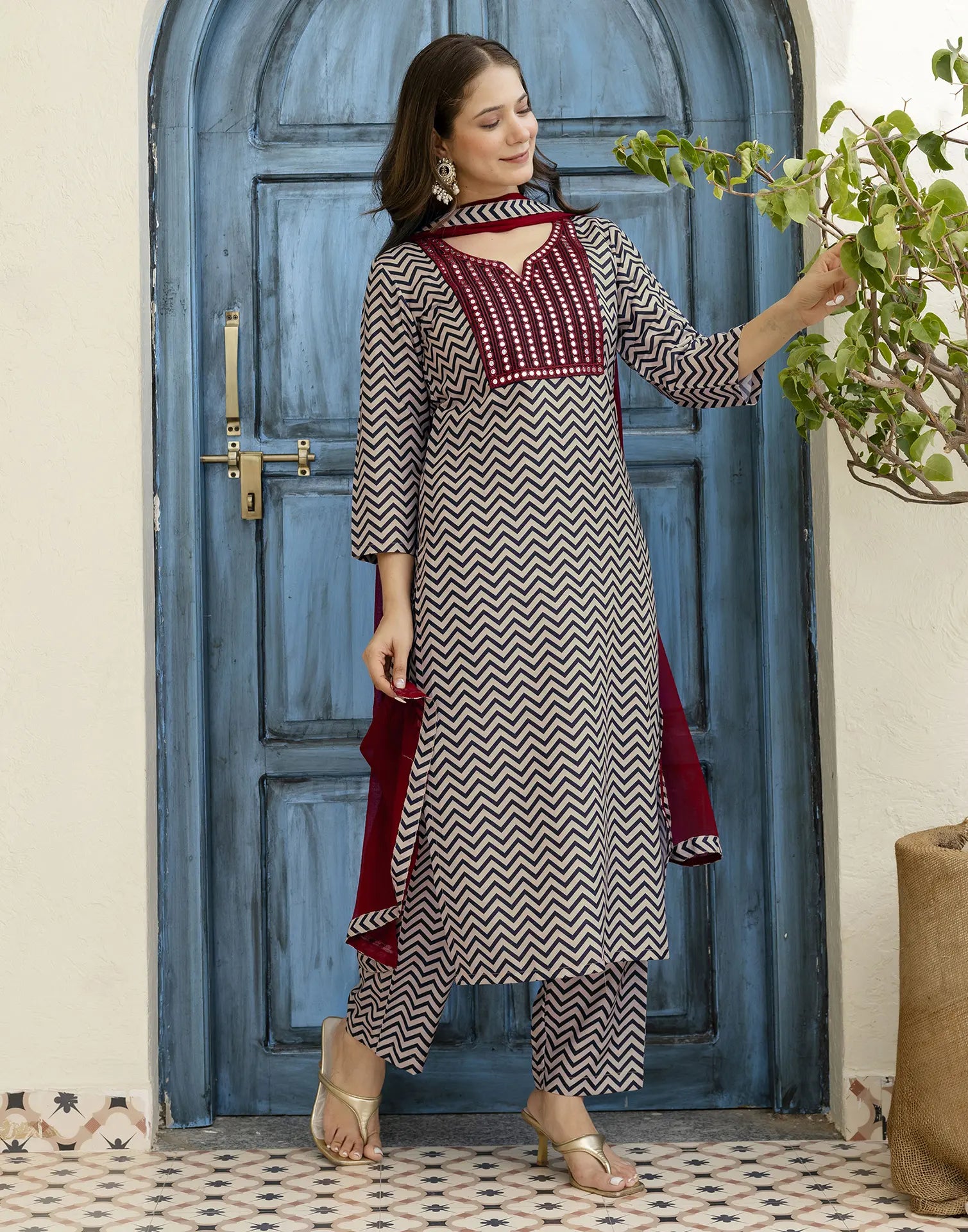 Viscose Rayon Printed Straight 3 Piece Kurta Set
