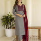 Cotton Blend Printed Straight Kurta with Pant & Dupatta