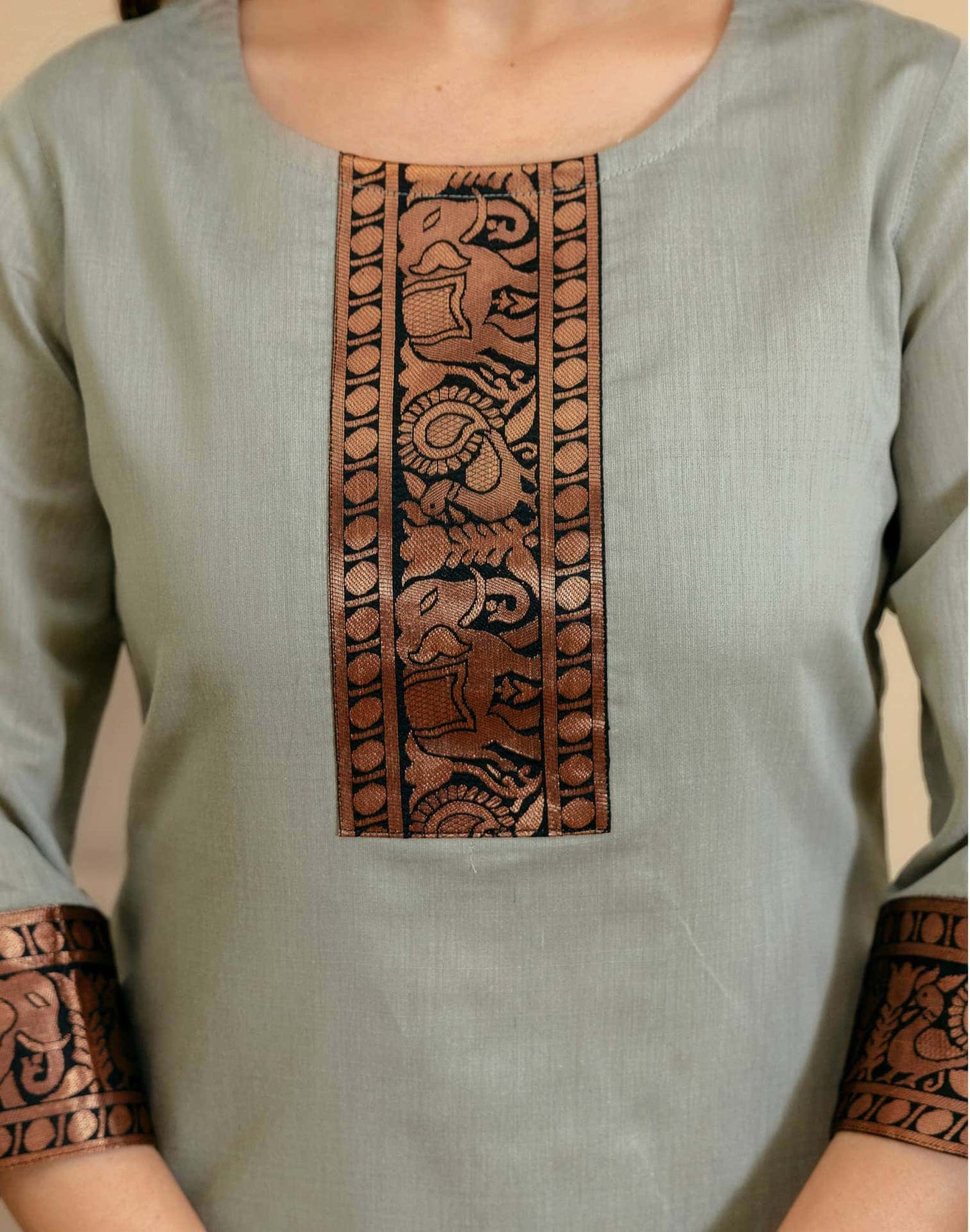 Chanderi Woven Straight Kurta with Pant & Dupatta