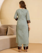 Chanderi Woven Straight 3 Piece Kurta Set