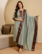 Chanderi Woven Straight 3 Piece Kurta Set
