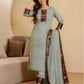 Chanderi Woven Straight Kurta with Pant & Dupatta