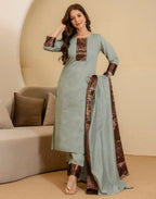 Chanderi Woven Straight 3 Piece Kurta Set