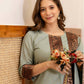 Chanderi Woven Straight Kurta with Pant & Dupatta