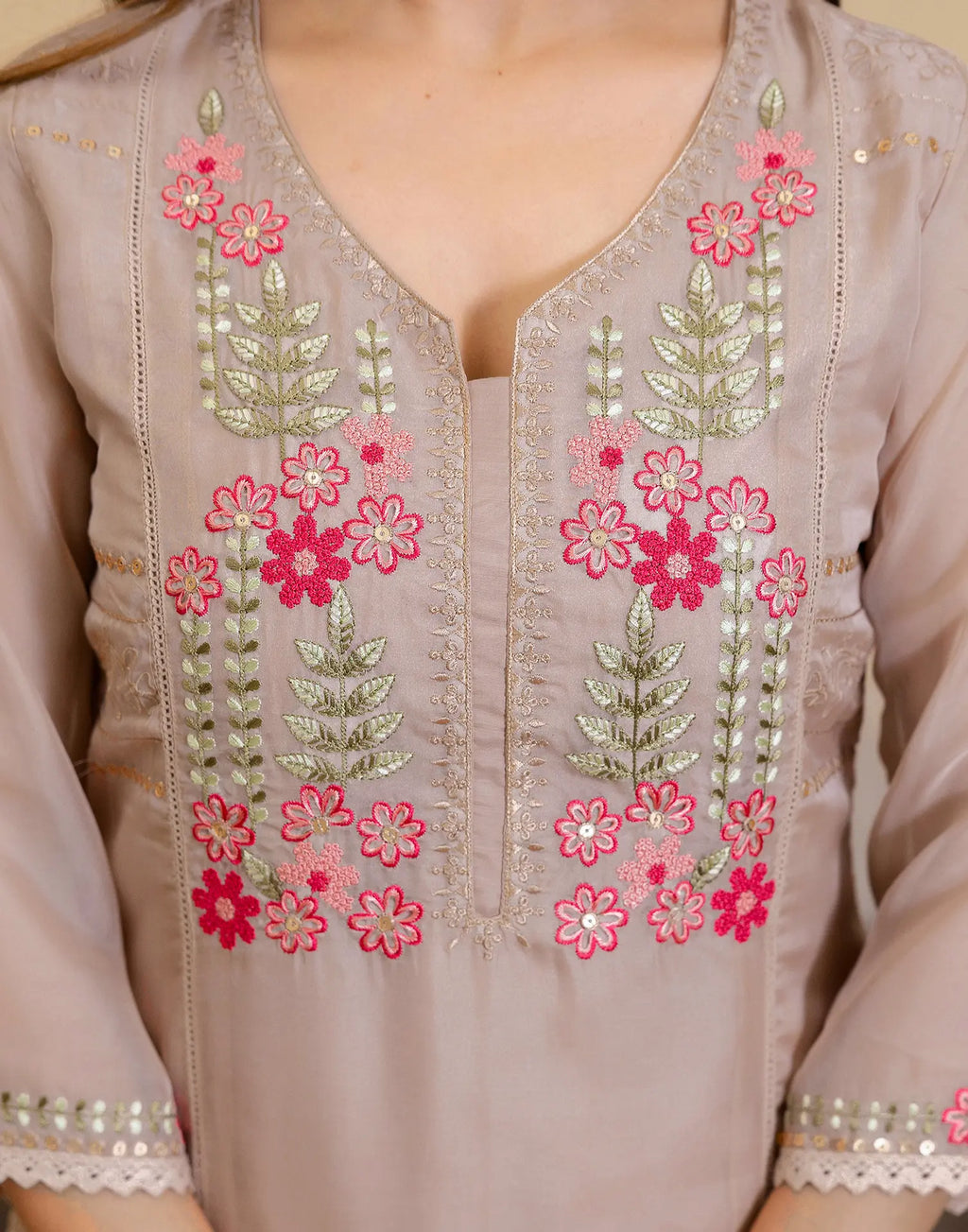 Organza Embroidered Straight 3 Piece Kurta Set
