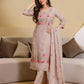 Silk Blend Embroidered A-Line Kurta with Pant & Dupatta