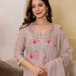 Silk Blend Embroidered A-Line Kurta with Pant & Dupatta