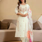 Silk Blend Embroidered Straight Kurta with Pant & Dupatta
