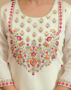 Silk Blend Embroidered Straight 3 Piece Kurta Set