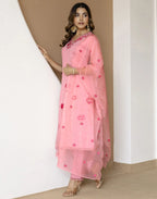 Silk Blend Embroidered Straight 3 Piece Kurta Set