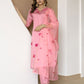 Silk Blend Embroidered Straight Kurta with Pant & Dupatta