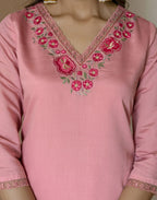 Silk Blend Embroidered Straight 3 Piece Kurta Set