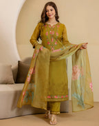 Organza Embroidered Straight 3 Piece Kurta Set