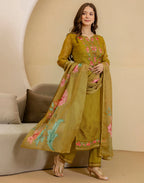 Organza Embroidered Straight 3 Piece Kurta Set