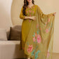 Silk Blend Embroidered Straight Kurta with Pant & Dupatta