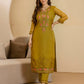 Silk Blend Embroidered Straight Kurta with Pant & Dupatta