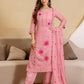 Silk Embroidered Straight Kurta with Pant & Dupatta